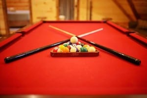 cabin loft with pool table